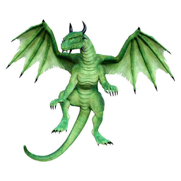 istock 3D illustration fantasy dragon on white 1295434197