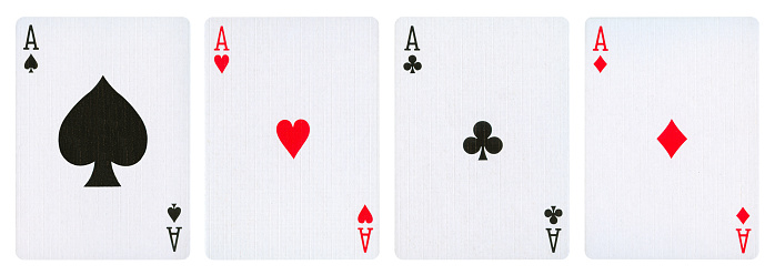 Set of Ace's playing cards - isolated on white