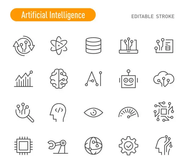Vector illustration of Artificial Intelligence Icons Set - Line Series - Editable Stroke