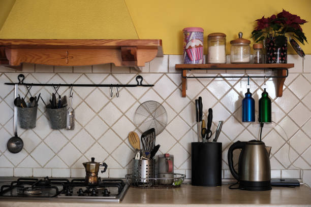istock closeup of a kitchen work top full of accessories 1295443739