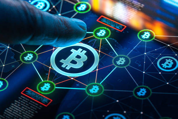 istock Bitcoin button on touch screen monitor 1295444265