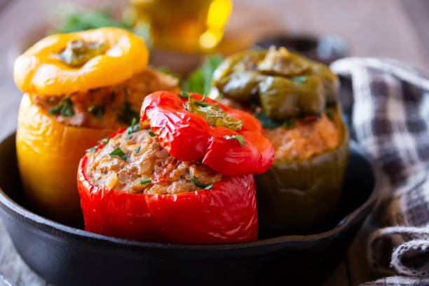 istock Bell peppers with meat and parsley , stuffed vegetables 1295445172