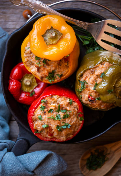 istock Bell peppers with meat and parsley , stuffed vegetables 1295445221