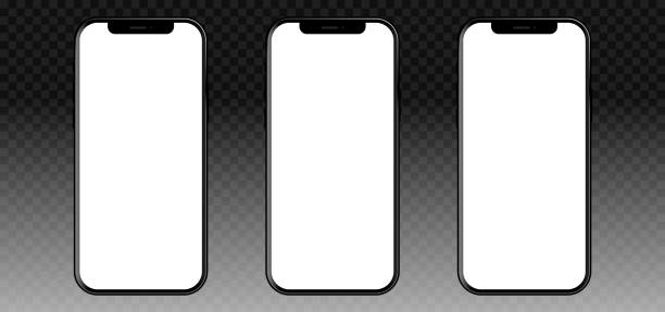 realistische iphone 12. mockup leeren bildschirm, isoliert auf transparentem hintergrund. vektorabbildung eps 10 - iphone mockup stock-grafiken, -clipart, -cartoons und -symbole