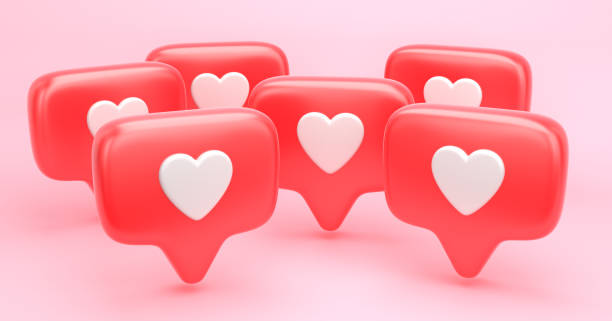 istock Group of social media notifications with heart icon 1295447578