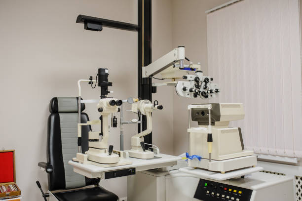 istock Ophthalmology clinic equipment Slit lamp examination. 1295455993
