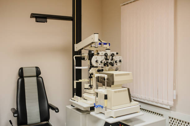 istock Ophthalmology clinic equipment Slit lamp examination. 1295456016