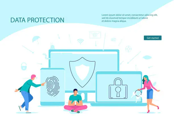 Vector illustration of Webpage template of Antivirus software