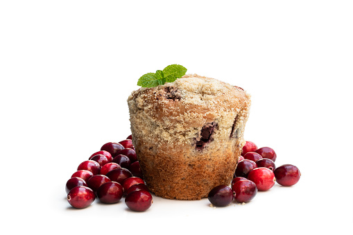 Cranberry  muffins isolated on white background