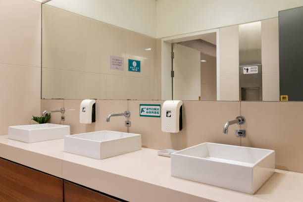 公衆トイレ - bathroom contemporary office sparse ストックフォトと画像
