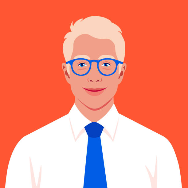 A blond man is smiling. A happy businessman. A young politician. A blond man’s face. An avatar of a happy businessman. A young politician smiles. Vector flat illustration portrait confidence stock illustrations