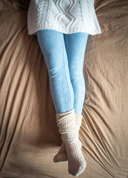 istock Young girl on bed , cosy weekend. 1295460364