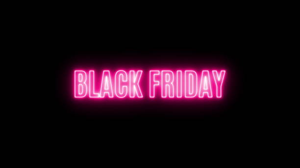 istock Black friday written with neon bright glowing and fire effect on black background. 1295466376