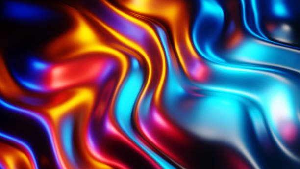 istock Abstract background, liquid metal waves with neon colors 1295466409