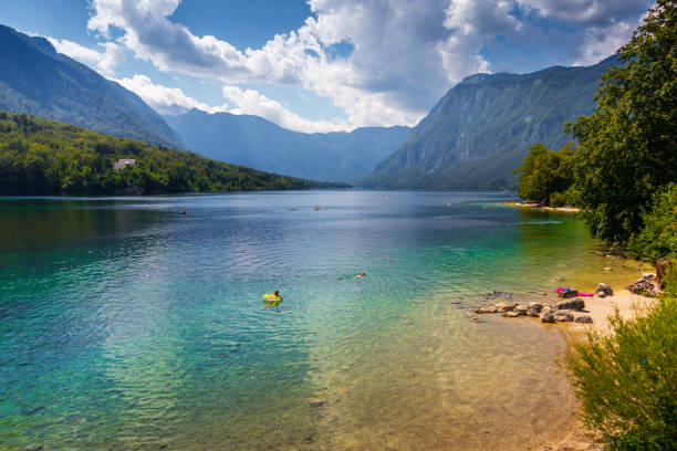 スロベニアのボヒニ湖 - julian alps lake bohinj lake bohinj ストックフォトと画像