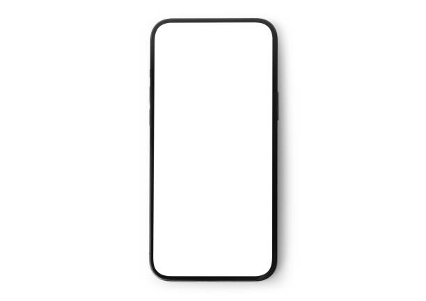 istock Black mobile smartphone mockup with blank screen isolated on white background with clipping path, Can use mock-up for your application or website design project 1295469165
