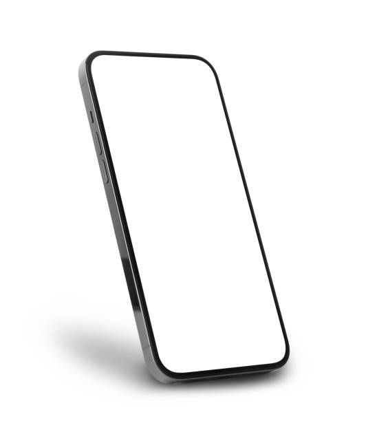 istock Black mobile smartphone mockup with blank screen isolated on white background with clipping path, Can use mock-up for your application or website design project 1295469175