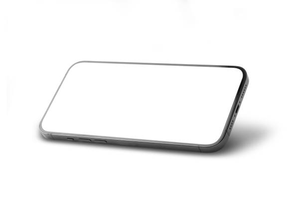 istock Black mobile smartphone mockup with blank screen isolated on white background with clipping path, Can use mock-up for your application or website design project 1295469177