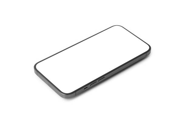 istock Black mobile smartphone mockup with blank screen isolated on white background with clipping path, Can use mock-up for your application or website design project 1295469178