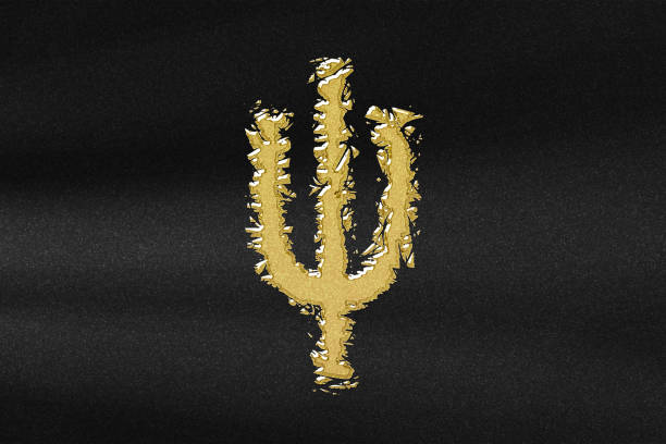 Psi sign. Psi letter, Greek alphabet Symbol, abstract gold with black background