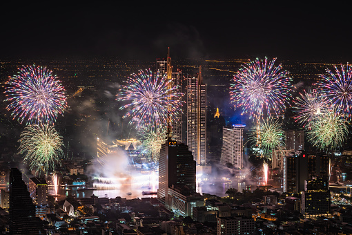 Fireworks in Bangkok during New Year Eve