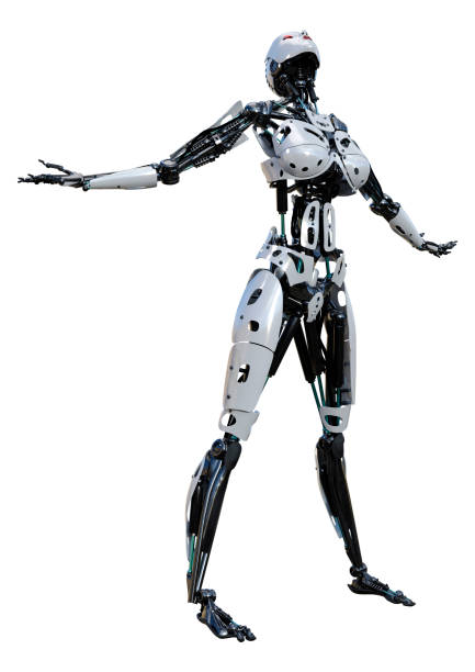 istock 3D illustration female robot on white 1295473730