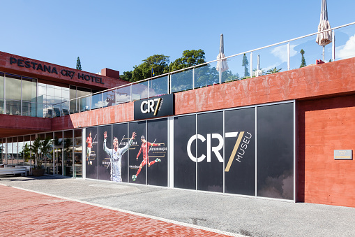 Funchal, Madeira, Portugal - November 3, 2016:  The Christiano Ronaldo Pestana CR hotel and museum is pictured on the Funchal waterfront on the Portuguese island of Madeira.