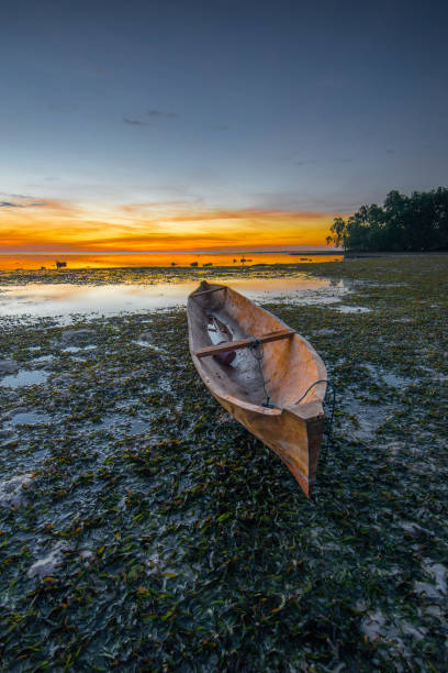 istock Wooden boat and twilight 1295474155