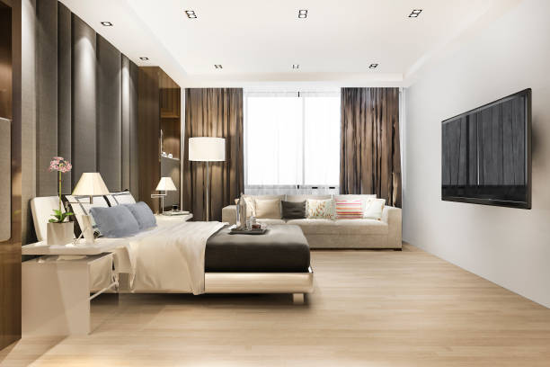 istock 3d rendering luxury classic modern bedroom suite in hotel 1295475619