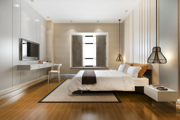 istock 3d rendering luxury classic modern bedroom suite in hotel 1295475621