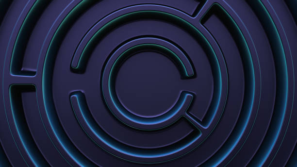 istock Circular maze. Futuristic style. View from above. Design element. 1295477770