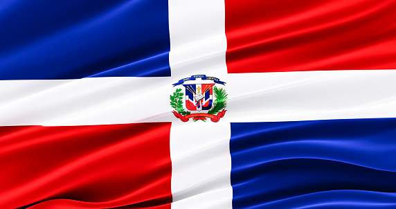 dominican republic, Waving Fabric Flag of dominican republic, Silk Flag of dominican republic. 3D render