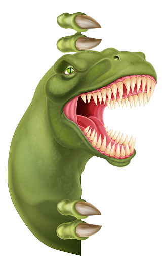 Ilustración de Dinosaurio T Rex Mirando Alrededor De La Señal De Dibujos  Animados y más Vectores Libres de Derechos de Agarrar - iStock