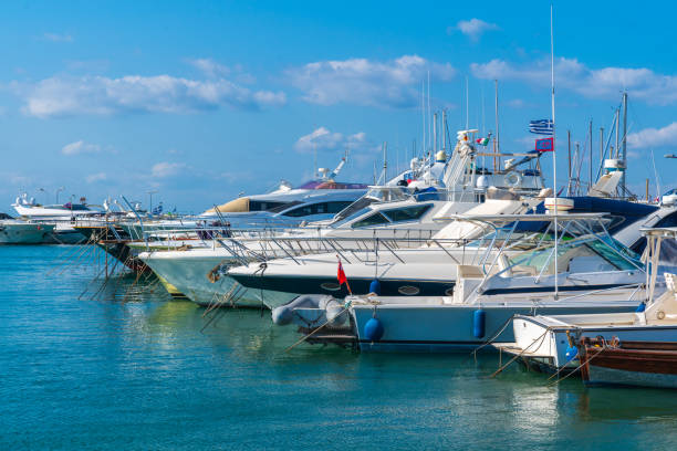 istock white yachts against the blue sky. 1295479433