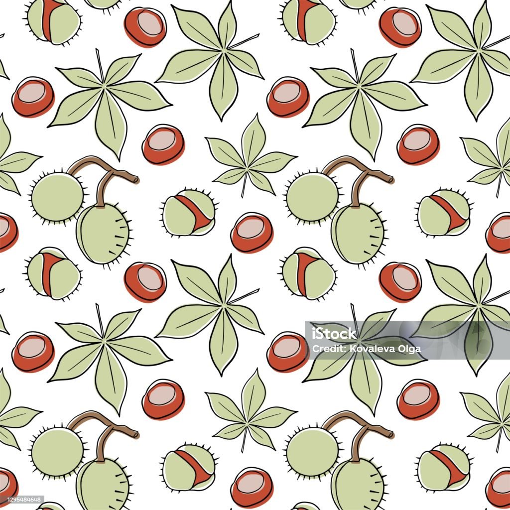 Abstract Pattern Nuts Hand Drawn Sketch Illustration Seamless Background Pattern Nuts Stock ...