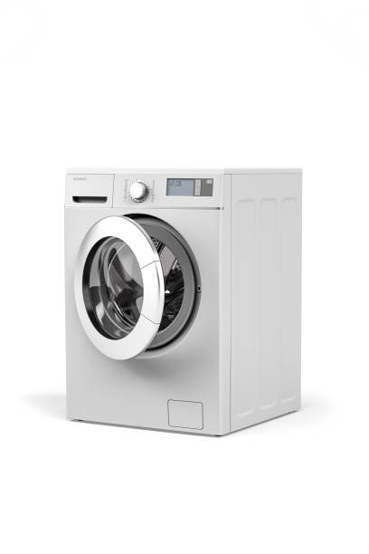 Washing machine Washing machine isolated on white background - 3D render washer stock pictures, royalty-free photos & images