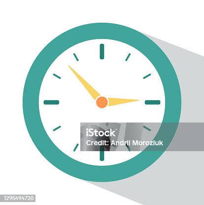 istock Clock icon with shadow isolated on white background. Vector illustration. 1295494720