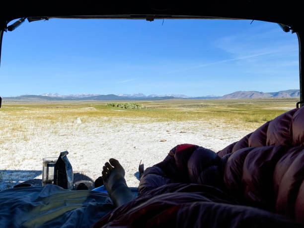 istock Van camping in deserts and mountains on fun road trip 1295495957