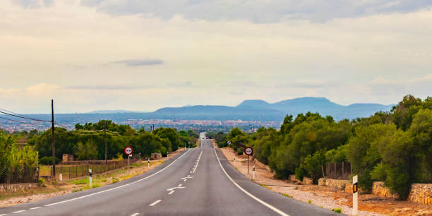 Driving through the landscape of the island of Mallorca in Spain