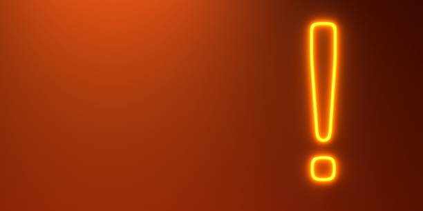 Exclamation mark on brown color wall background. Copy space. 3d illustration