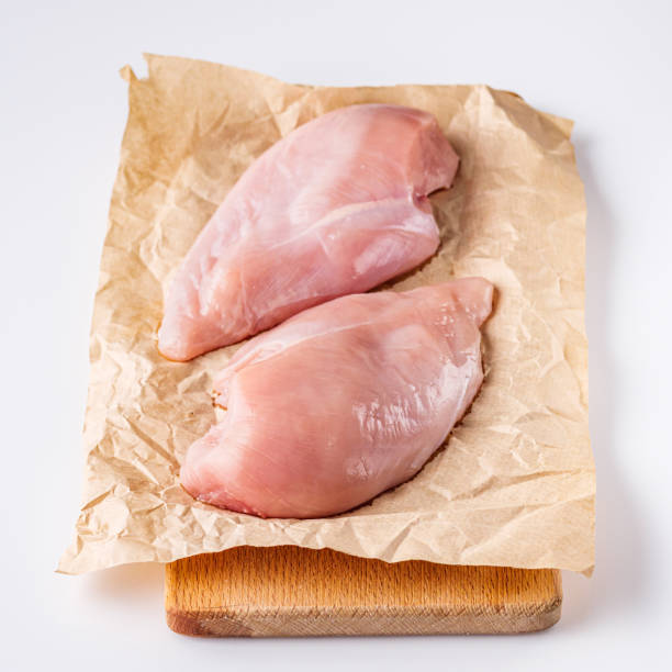 istock raw chicken fillet on a white acrylic background 1295510004
