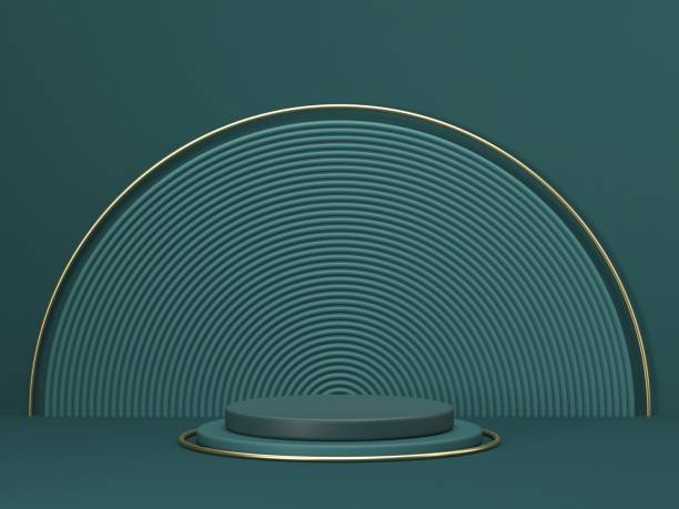 istock Mock up podium for product presentation concentric circles and cylinders 3D 1295512852