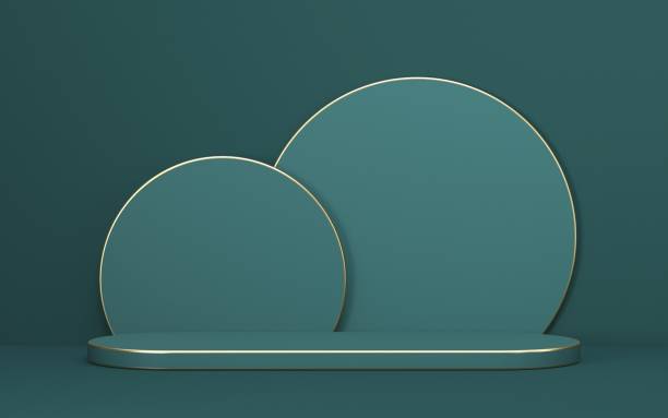 istock Mock up podium for product presentation two light green circles 3D 1295512854