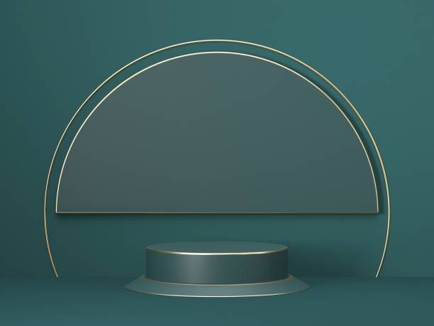 istock Mock up podium for product presentation circle and cylinders stage 3D 1295512868