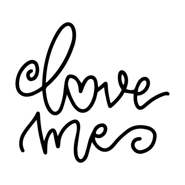 istock Vector hand drawn lettering for greeting card - Love me. Calligraphy poster. Hand written illustration. Valentine s Day design 1295519848