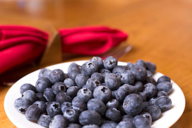 Blueberries on platter.
