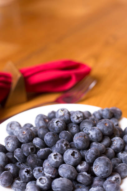Blueberries on platter.