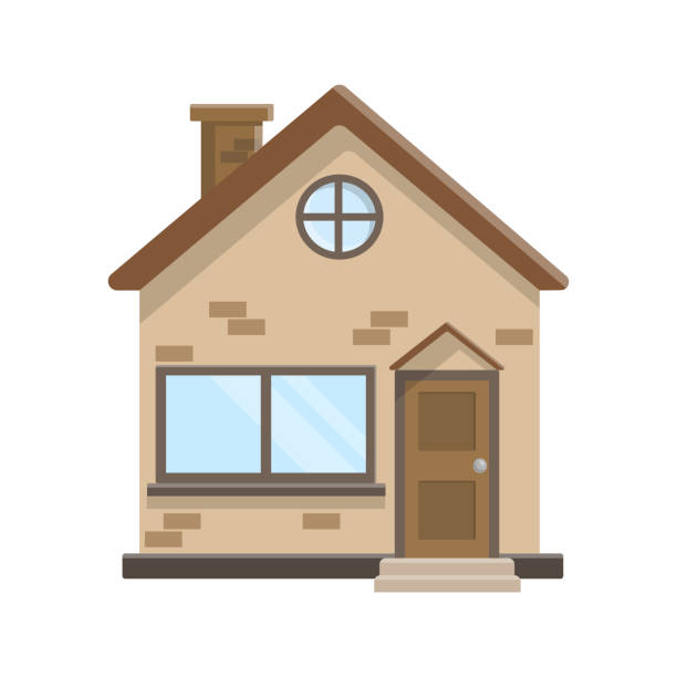 ilustrações de stock, clip art, desenhos animados e ícones de house in a flat style. one-story cottage - house