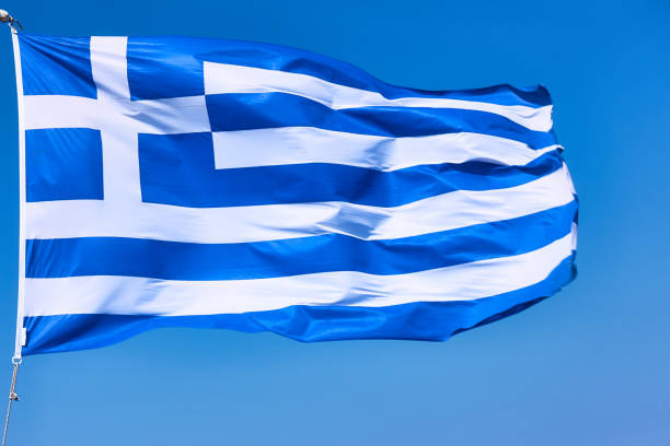 istock Flag of Greece close-up 1295537466