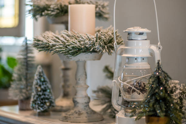 istock Stylish winter mantel decorations 1295537613